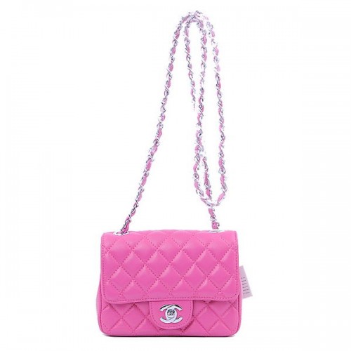Torebka Chanel mini Classic Flap Bag Peach Sheekskin 1115 Silver