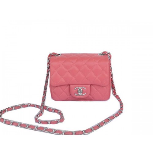 Torebka Chanel mini Classic Flap Bag Pink Original Sheekskin CHA1115 Silver