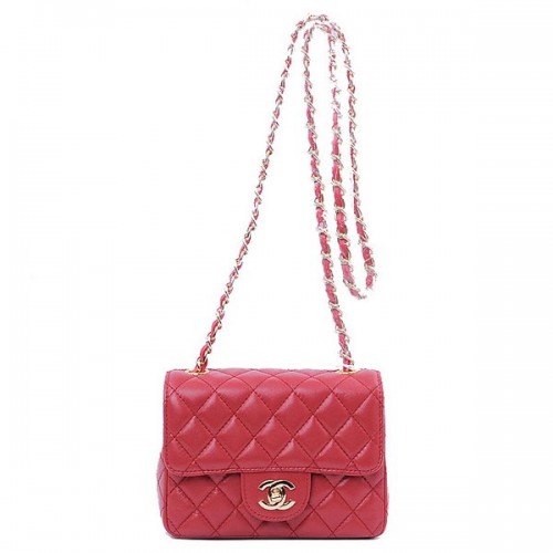 Torebka Chanel mini Classic Flap Bag Red Sheekskin 1115 Gold
