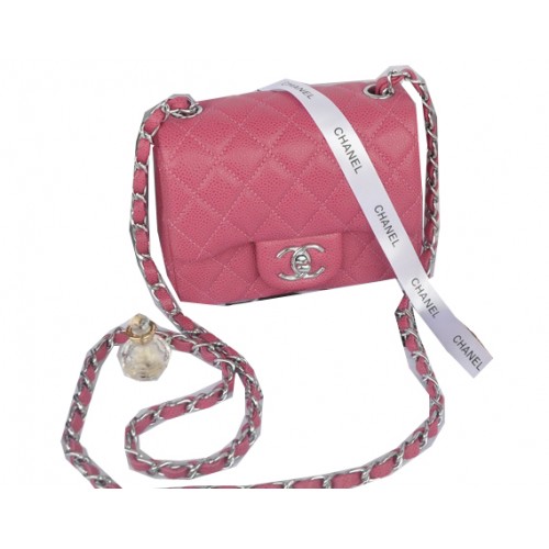 Torebka Chanel mini Classic Flap Bag Rose Cannage Pattern 1115 Silver