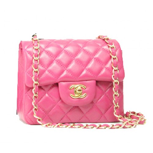 Torebka Chanel mini Classic Flap Bag z różowej skóry, łańcuszek ze złota 1115