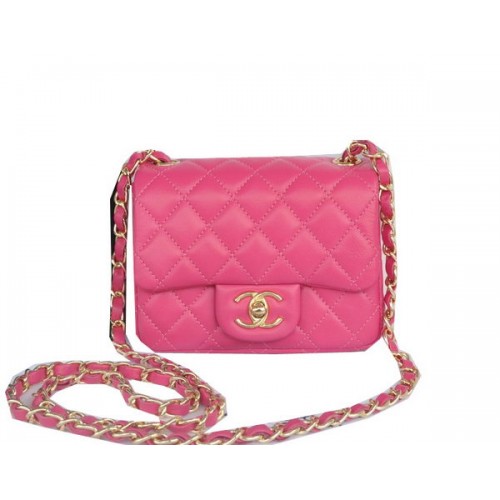 Torebka Chanel mini Classic Flap Bag Rose Original Sheekskin CHA1115 Gold