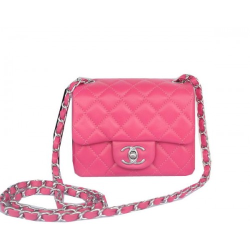Torebka Chanel mini Classic Flap Bag Rose Original Sheekskin CHA1115 Silver