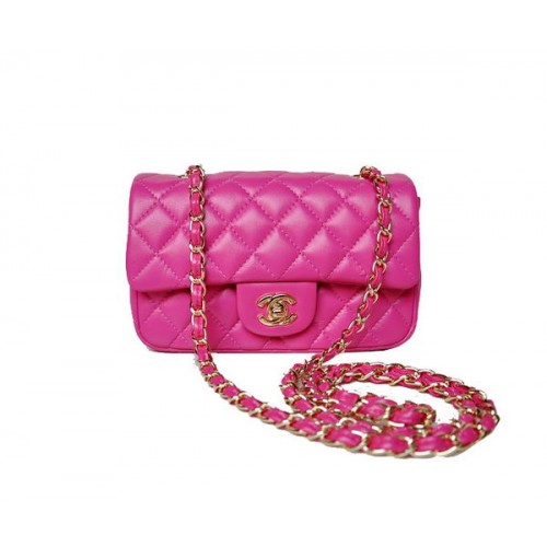 Torebka Chanel mini Classic Flap Bag Rose Sheekskin 1117 Gold