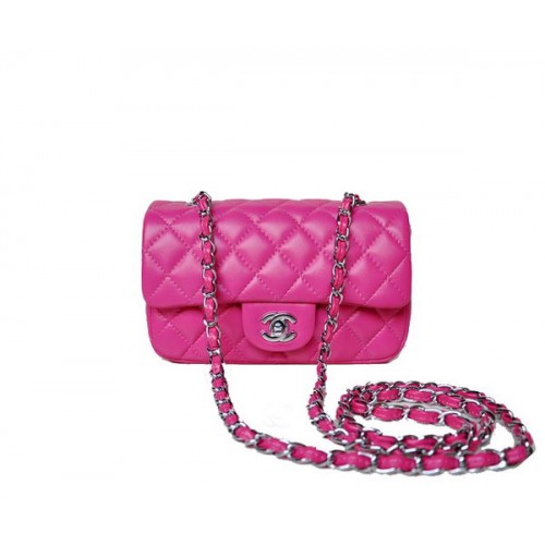 Torebka Chanel mini Classic Flap Bag Rose Sheekskin 1117 Silver