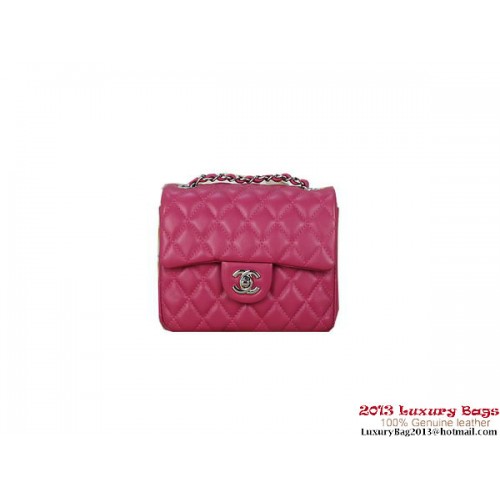Torebka Chanel mini Classic Flap Bag Rose Sheepskin 1115 Silver