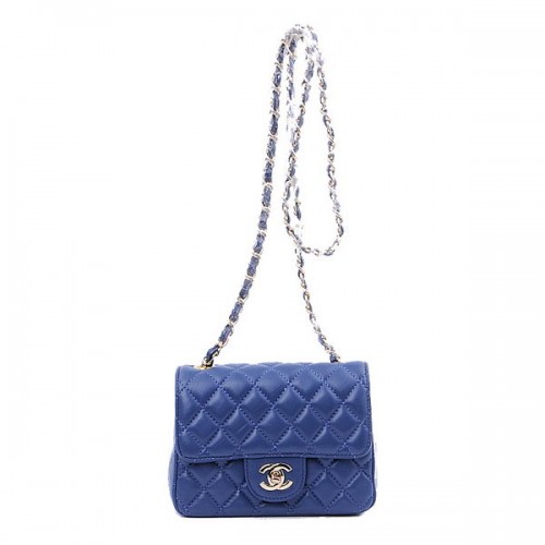 Torebka Chanel mini Classic Flap Bag RoyalBlue Sheekskin 1115 Gold