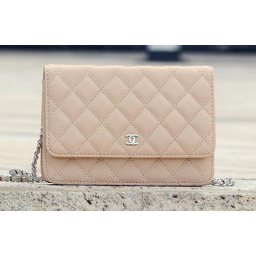 Torebka Chanel mini Flap Bag Apricot Cannage Pattern A33814 Silver