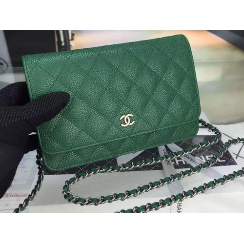 Chanel mini torebka z klapką Cannage wzór A8373 zielona