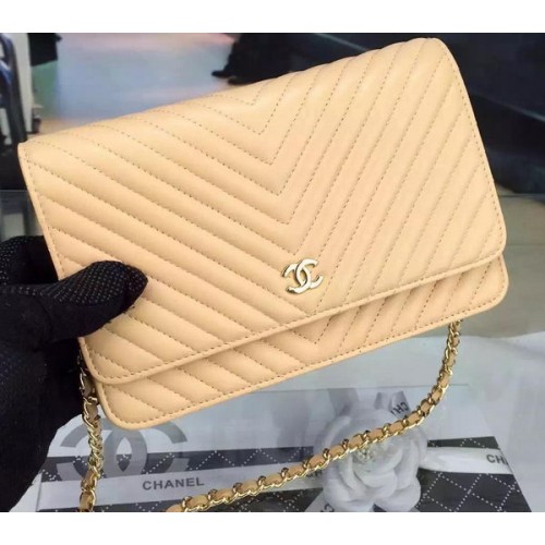 Torebka Chanel mini z klapką Chevron Leather A33814 Apricot