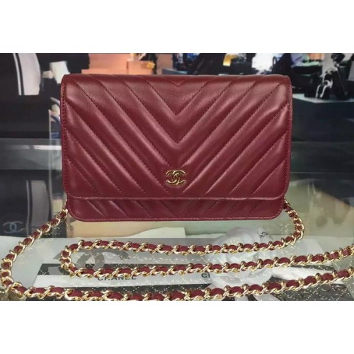Torebka Chanel mini z klapką Chevron Leather A33814 Burgundy