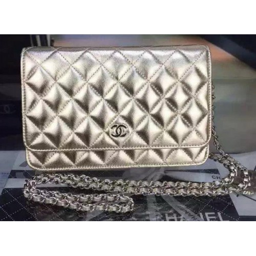 Torebka Chanel mini Flap Bag Gold Cannage Pattern A8373 Silver