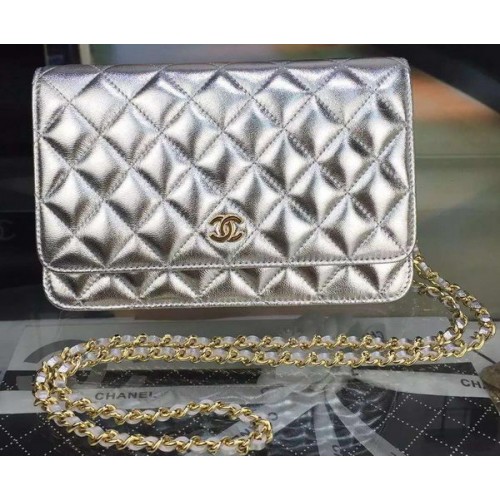 Torebka Chanel mini Flap Bag Silver Cannage Pattern A8373 Gold