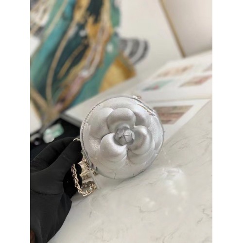 Torebka Chanel mini na ramię Oryginalna skóra 82121 srebrna