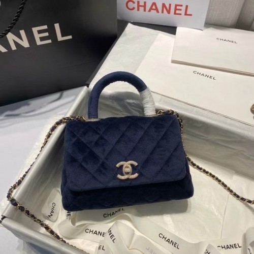 Torebka Chanel mini z klapką i uchwytem u góry AS2215 Royal Blue