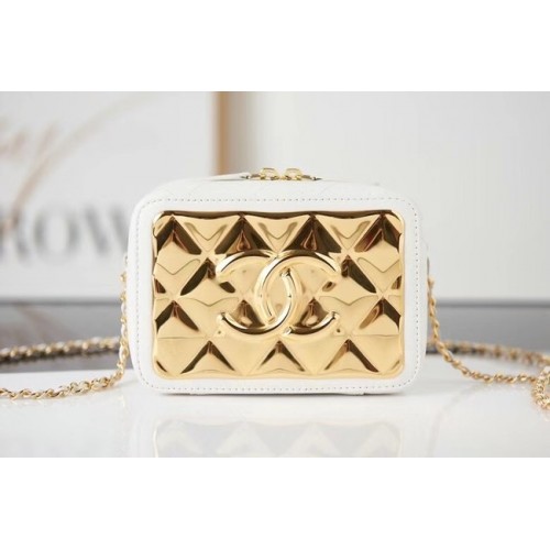 Torebka Chanel mini skórzana na ramię AP2393 biała