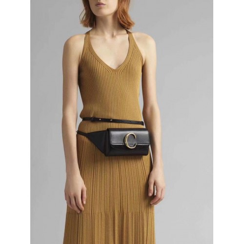 Chloe Oryginalna skórzana torebka na pasek 3S036 czarna