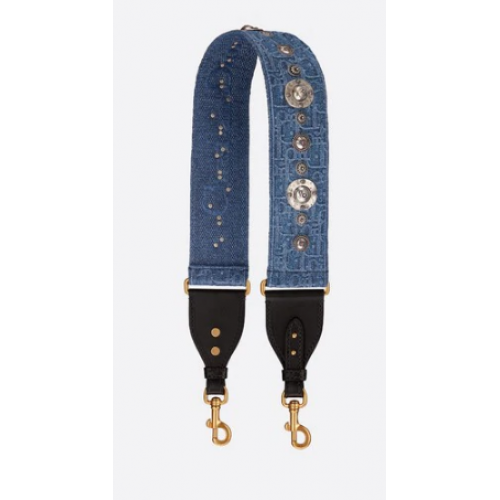 DIOR NIEBIESKI DIOR SKOŚNY PASEK W PEŁNI HAFTOWANY M928