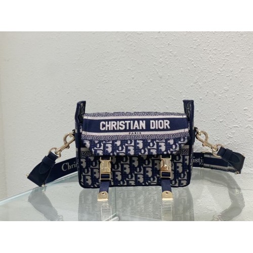 DIOR BOBBY BAG Haft C0803 ciemnoniebieski