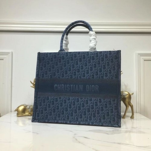 TORBA DIOR BOOK TOTE Z HAFTU PŁÓTNA C1286 Niebieska