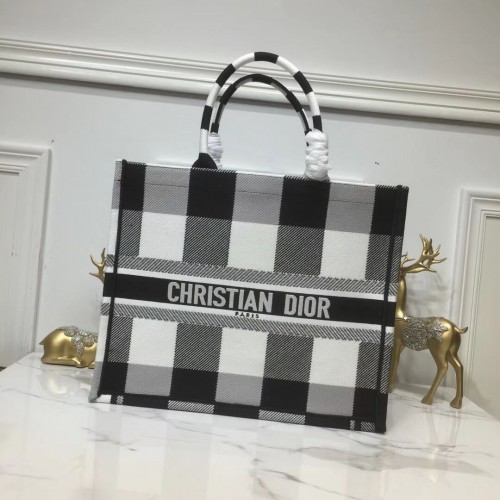 TORBA DIOR BOOK TOTE Z HAFTU PŁÓTNA C1286 Kwadrat