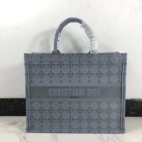 TORBA DIOR BOOK TOTE Z HAFTU PŁÓTNA C1286 szaro-niebieska