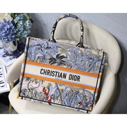 TORBA DIOR BOOK TOTE Z HAFTU PŁÓTNA C1287 niebieska