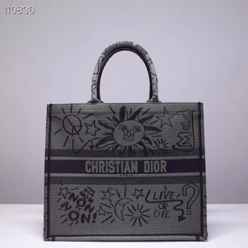 TORBA DIOR BOOK TOTE Z HAFTOWANEGO PŁÓTNA M1286ZJOE