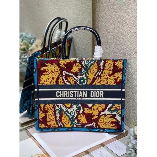DIOR BOOK TOTE BLUE Wielokolorowa Dior Paisley Haft M1287Z