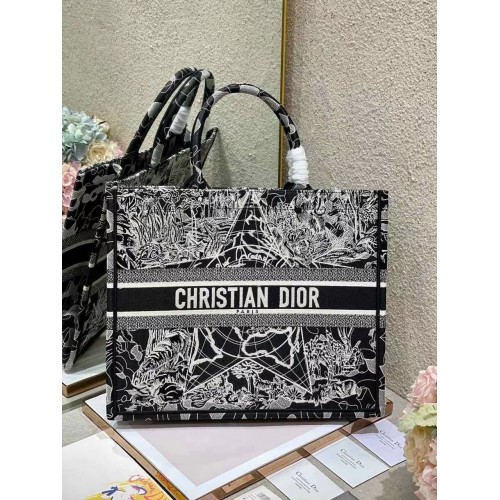 TORBA DIOR BOOK TOTE Czarno-biały globus z haftem M1286ZR
