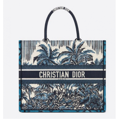 TORBA DIOR BOOK TOTE Blue Dior Palms Haft M1286