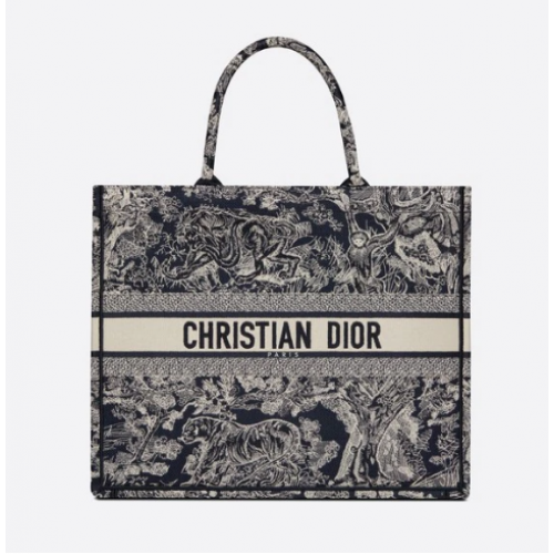 DIOR BOOK TOTE Niebieska torba Toile de Jouy z odwróconym haftem M1286ZR
