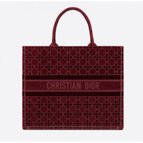 DIOR BOOK TOTE Burgundowa torba z haftowanym aksamitem M1286Z