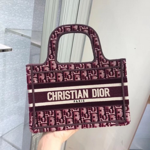 TORBA DIOR BOOK TOTE Burgundowa Dior Ukośny haftowany aksamit M1286Z