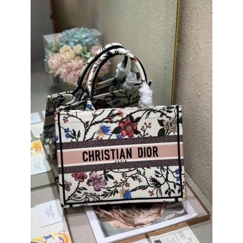 TORBA DIOR BOOK TOTE Z HAFTEM Z PŁÓTNA C1286-10