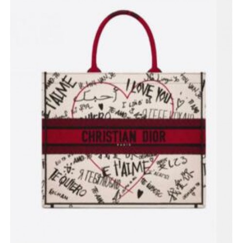 TORBA DIOR BOOK TOTE Z HAFTEM Z PŁÓTNA C1286-19