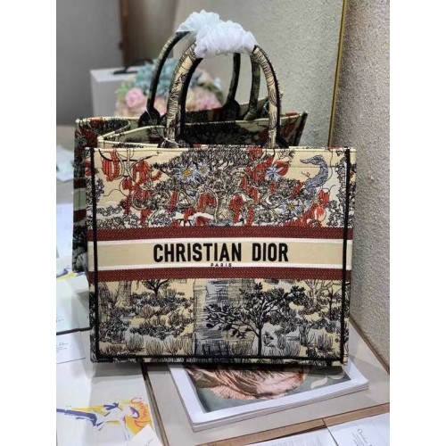 TORBA DIOR BOOK TOTE Z HAFTEM Z PŁÓTNA C1287-10