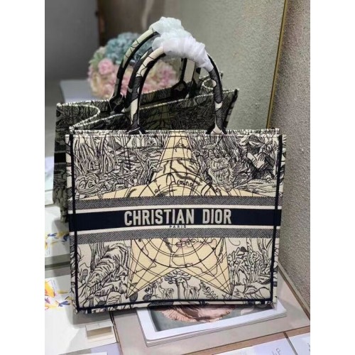 TORBA DIOR BOOK TOTE Z HAFTEM Z PŁÓTNA C1287-14