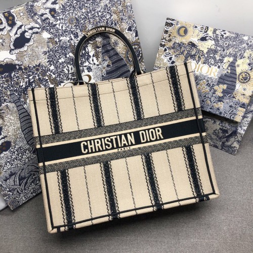 TORBA DIOR BOOK TOTE Z HAFTEM Z PŁÓTNA M1287-9
