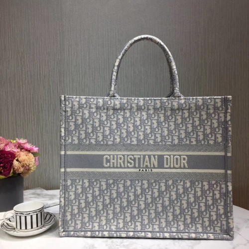 TORBA DIOR BOOK TOTE Z HAFTEM Z PŁÓTNA M1287-9 szara