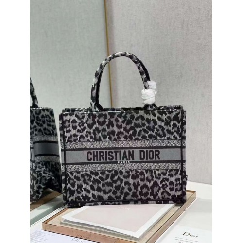 DIOR BOOK TOTE Haft M1296ZR Czarny wzór panterki