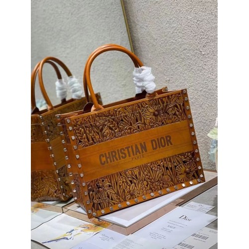 DIOR BOOK TOTE Wielokolorowa haftowana torba M1296ZR-17 ŻÓŁTA