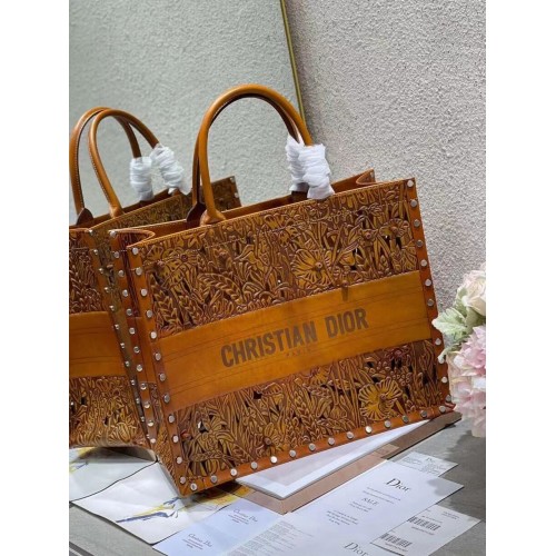 DIOR BOOK TOTE Wielokolorowa haftowana torba M1297ZR-5 ŻÓŁTA