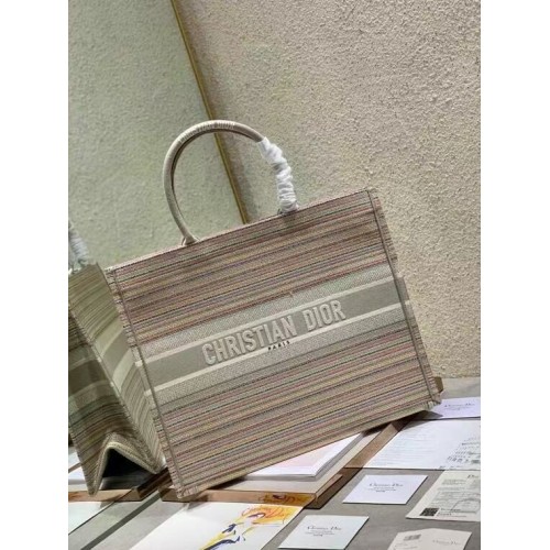 TORBA DIOR BOOK TOTE z haftowanymi paskami w wielu kolorach M1286