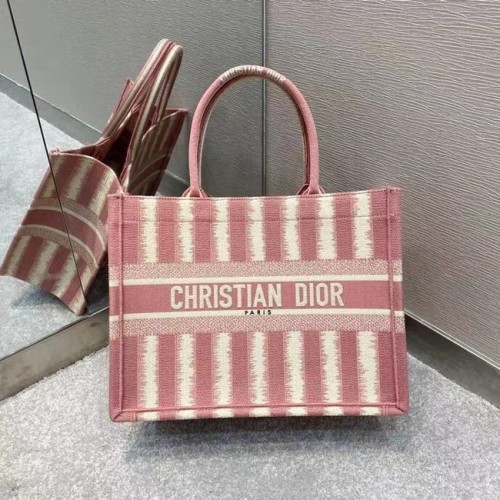 DIOR BOOK TOTE Różowe paski D Haft M1287