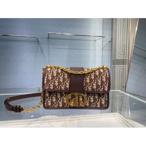 DIOR BOOK TOTE MAŁA Ukośna haftowana torba C9008 Brązowa