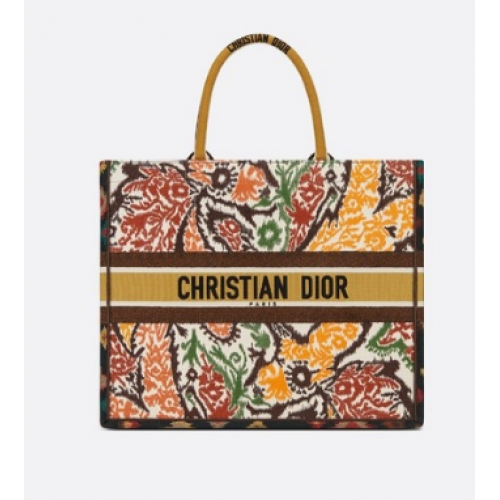 TORBA DIOR BOOK TOTE Żółta wielokolorowa Dior Paisley haft M1286Z