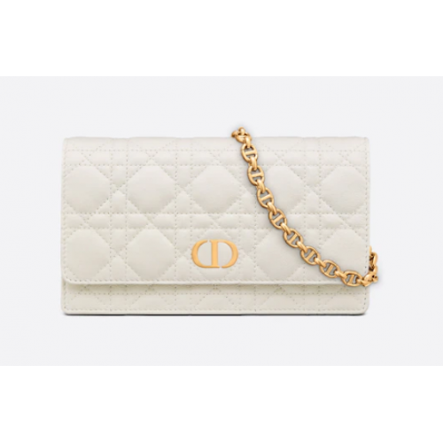DIOR CARO TOREBKA NA ŁAŃCUSZKU Latte Supple Cannage Calfskin S5091UW