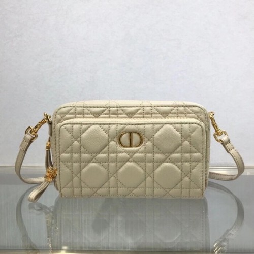 DIOR CARO DOUBLE POUCH Miękka skóra cielęca Cannage S5037U Beż