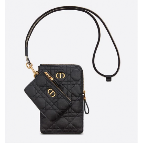 DIOR CARO WIELOFUNKCYJNA TOREBKA Czarna, miękka skóra cielęca Cannage S5036UW